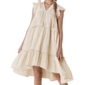 Spell Organic Cotton Dress Off White Size Small EUC Boho Cottagecore